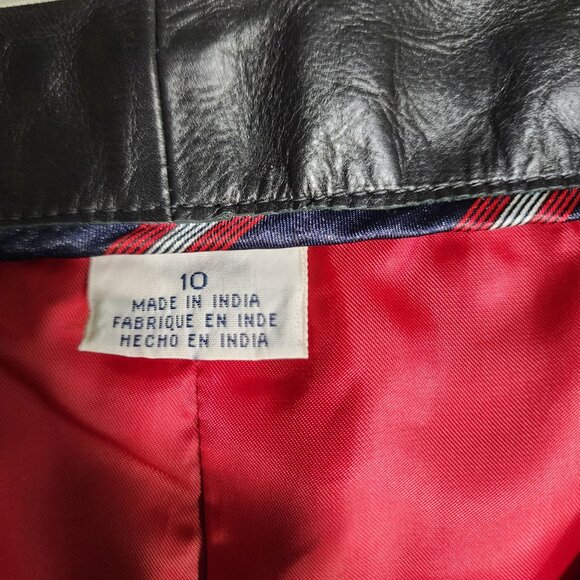 Tommy Hilfiger Vintage Leather Pants Womens 10 Black Lined Y2K Straight Leg - Picture 11 of 16